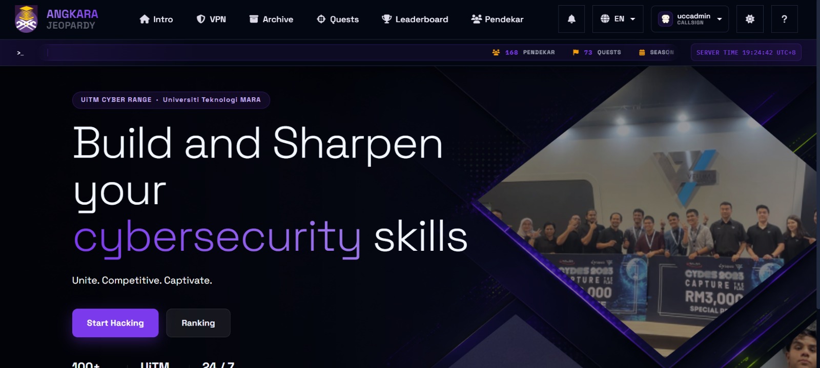 UiTM Cyber Range platform and infrastructure screenshot, image 1 of 8